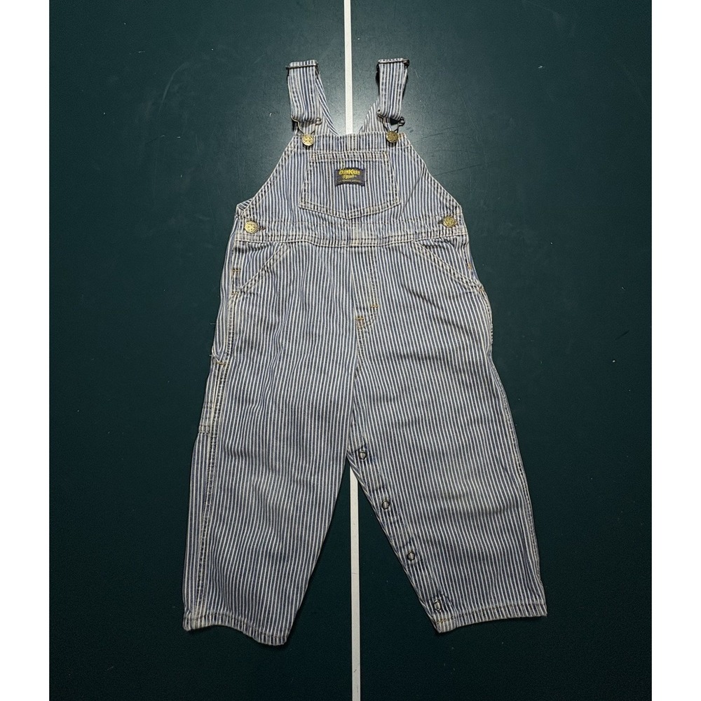 Vintage OshKosh B'gosh Blue Hickory Stripe Overalls Size 4T Made In USA Vestbak‎